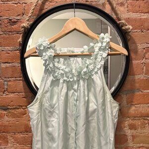 J.Crew Seafoam Green Silk-Blend Floral Appliqué Halter Top